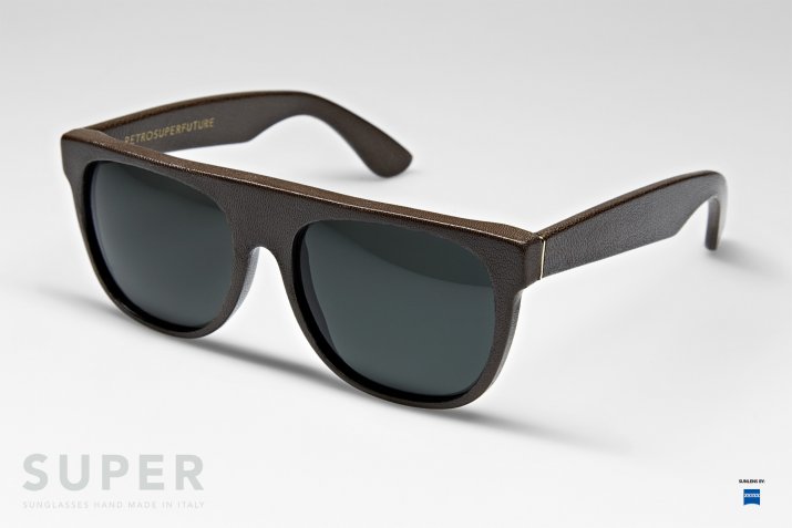SUPER Leather Flat Top Sunglasses