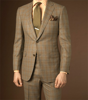 Paul Stuart Taupe Plaid Suit 